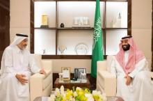 Le cheikh qatari Abdallah ben Ali Al-Thani lors d'une rencontre le 16 août 2017 avec le prince héritier saoudien Mohammed Ben Salmane à Jeddah.