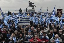 Des opposants au maintien du mot "Macédoine" dans le futur nom du pays se rassemblent à Thessalonique, le 21 janvier 2018