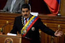 Le président vénézuélien Nicolas Maduro devant l'Assemblée nationale, le 15 janvier 2018 à Caracas