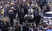 Le pape François à son arrivée dans la ville d'Iquique au nord du Chili le18 janvier 2018