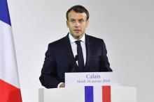 Emmanuel Macron prononce un discours à Calais, le 16 janvier 2018