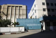 Photo du bâtiment principal dans la bande de Gaza de l'agence de l'ONU pour les réfugiés palestiniens au Proche-Orient (UNRWA), prise le 8 janvier 2018