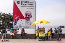 Une affiche pour la visite du pape François au Pérou, le 13 janvier 2018 à Lima