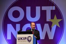 Le chef du parti europhobe britannique Ukip, Henry Bolton, le 29 septembre 2017 à Torquay en Angleterre