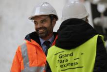 Le Premier ministre Edouard Philippe lors d'(une visite sur un chantier du Grand Paris à Champigny-sur-Marne, le 23 janvier 2018