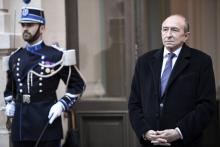Le ministre de l'Intérieur Gérard Collomb, devant son ministère à Paris, le 3 janvier 2018