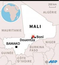 Carte du Mali localisant la région de Mopti, où au moins 4 Casques bleus ont été tués dans une attaque à l'engin explosif artisanal sur l'axe Boni-Douentza
