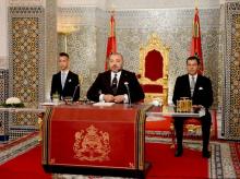 Le Roi du Maroc Mohammed VI lors d'un discours marquant le 16e anniversaire de son accession au trôn
