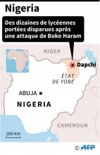 Carte de localisation de Dapchi, dans l'Etat de Yobe au Nigeria, où une centaine de lycéennes ont été enlevées le 19 février après une attaque de Boko Haram