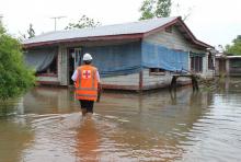 Photo fournie par la Croix-Rouge de Samoa le 12 février 2018 montrant des maisons inondées après le passage du cyclone Gita
