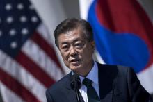 Le président sud-coréen Moon Jae-In en conférence de presse, le 30 juin 2017 à Washington