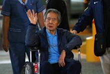 Alberto Fujimori lors de sa sortie de la clinique où il était hospitalisé, à Lima, le 04 janiver 2018, depuis sa grâce par le président péruvien