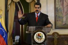Le président vénézuélien Nicolas Maduro lors d'une conférence de presse, le 15 février 2018 à Caracas