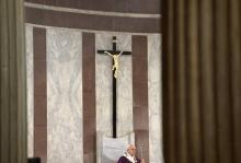 Le pape François conduit la messe du mercredi des Cendres, début du Carême, à l'église Santa Sabina de Rome, 14 février 2018