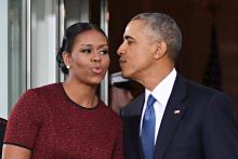 L'ancien président des Etats-Unis Barack Obama et son épouse Michelle à Washington, le 20 janvier 20