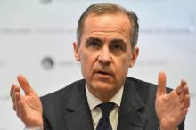 Le gouverneur de la Banque d'Angleterre (BoE) Mark Carney lors de sa conférence de presse présentant les chiffres de l'inflation le 8 février 2018