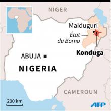 Localisation de Konduga, dans l'Etat du Borno, où a eu lieu un attentat suicide vendredi soir