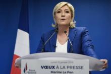 La présidente du Front national Marine Le Pen, lors de ses voeux à la presse, le 15 janvier 2018