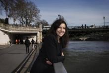 Anne Hidalgo sur une des voies sur berge de la Seine à Paris le 29 mars 2017