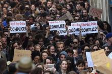 Manifestation d'étudiants le 28 mars 2018 à Montpellier après les violences d'hommes cagoulés contre des étudiants grévistes dans la nuit du 22 au 23 mars