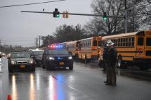 Les forces de l'ordre au lycée Great Mills dans le Maryland, après la fusillade, le 20 mars 2018