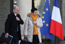 Le ministre de l'Education nationale Jean-Michel Blanquer (g) et la ministre de l'Enseignement supérieur, Frédérique Vidal, le 28 février 2018 à l'Elysée, à Paris