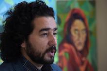 Omaid Sharifi, co-fondateur d'Alrtlords lors d'une interview avec l'AFP à Kaboul, le 15 mars 2018