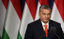 Le Premier ministre hongrois Viktor Orban prononce un discours devant des sympathisants à Budapest, le 18 février 2018