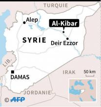 Carte de la Syrie localisant le site d'un présumé réacteur nucléaire secret à Al-Kibar que l'armée israélienne a admis mercredi avoir attaqué et détruit il y a plus de dix ans au cours d'une opération