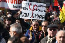 Manifestation contre la politique du gouvernement lors de la journée nationale dans les rues de Toulouse, le 22 mars 2018
