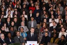 Emmanuel Macron prononce un discours sur la francophonie à l'Institut de France, le 20 mars 2018 à Paris
