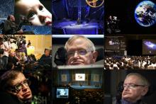 Cette combinaison de photos créée le 14 mars 2018 montre l'astrophysicien Stephen Hawking lors de différents événements.