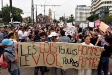 Manifestation à Casablanca, au Maroc contre les violences sexuelles à l'encontre des femmes