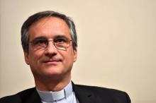 Mgr Dario Vigano, "ministre" de la communication du Vatican, le 29 avril 2016 à Rome