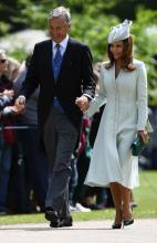 David and Jane Matthews arrivent pour le mariage de leur fils James Matthews avec Pippa Middleton, le 20 mai 2017 à Englefield, dans l'ouest de Londres