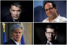 Les quatre candidats déclarés dans la course à la tête du PS (De G à D et de haut en bas) : Olivier Faure, Emmanuel Maurel, Stéphane Le Foll et Luc Carvounas