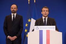 Le président Emmanuel Macron et le Premier ministre Edouard Philippe (g), le 23 mars 2018 à Paris