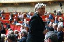 La présidente du Front national (FN) et députée Marine Le Pen, le 6 mars 2018 à l'Assemblée nationale à Paris