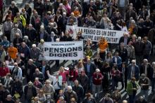 Des retraités espagnols manifestant pour la défense des retraites, le 17 mars 2018 à Barcelone