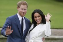 Le prince Harry et sa fiancée américaine Meghan Markle, dont le mariage est prévu en mai. Le 27 novembre 2017, à Londres.