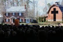 Franklin Graham prend la parole aux funérailles de son père, le pasteur Billy Graham, à Charlotte, en Caroline du Nord, le 3 mars 2018