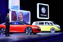 Le stand Volkswagen lors de la journée dédiée à la presse du salon automobile de Genève, le 6 mars 2018