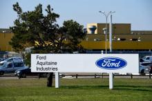 Entrée de l'usine Ford à Blanquefort près de Bordeaux en février 2018
