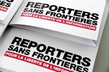 Le rapport annuel de Reporters sans frontières présenté lors d'une conférence de presse, le 25 avril 2018 à Paris