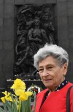 Krystyna Budnicka, survivante du Ghetto de Varsovie, le 16 avril 2018 à Varsovie