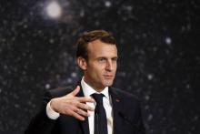Emmanuel Macron s'adresse par radio aux marins du sous-marin "Le Terrible", le 4 juillet 2017 à L'Île Longue