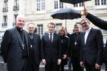 Devant Macron, l'épiscopat appelle au souci des pauvres pour une "nation fraternelle" le 9 avril 2018.