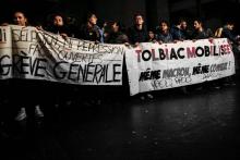 Des étudiants manifestent à Tolbiac à Paris le 12 avril 2018