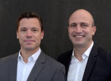 Les cofondateurs de Direct Energie, le directeur général Xavier Caitucoli (g) et et le PDG Fabien Chone