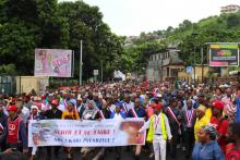 Manifestation contre l'insécurité et l'immigration à Mamoudzou, le 7 mars 2018 à Mayotte
